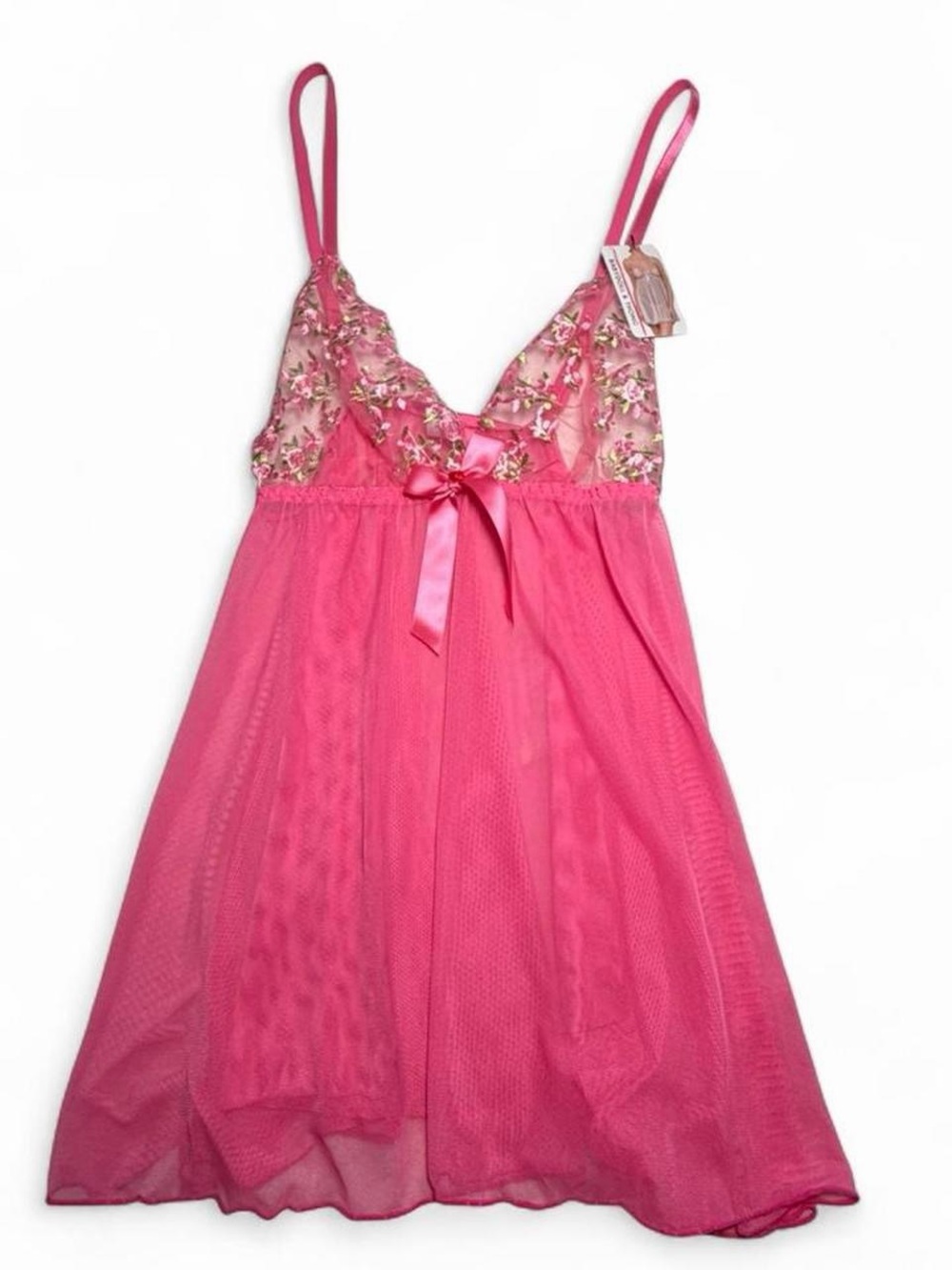 Pink Floral Lace Babydoll Nightdress